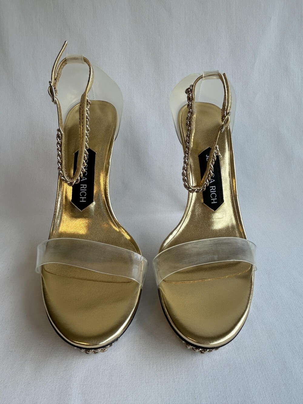 Jessica Rich Shoes Womens Size 41 High Heel Gold Chain Stilettos Sandals